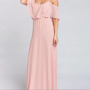 SHOW ME YOUR MUMU CAITLYN RUFFLE MAXI DRESS PINK S